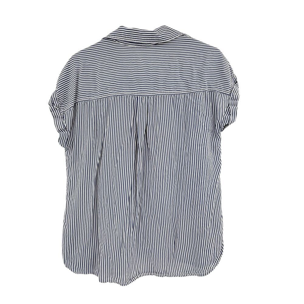 COSMIC BLUE LOVE Top Size S Blue White Stripe Navy Button Down Collar Resort - Picture 5 of 5